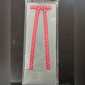 Pottery Barn Red and White Ribbon Ornament Set